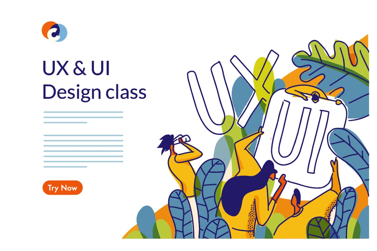 UX/UI设计培训主题矢量网站素材库精选概念插画 UX UI Design Class Web template插图