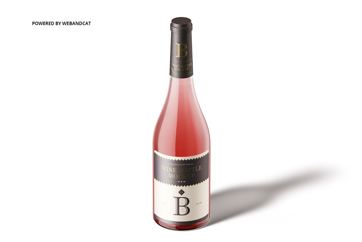 洋酒酒瓶外观设计效果预览样机v2 Wine Bottle Mock-up 2插图(4)