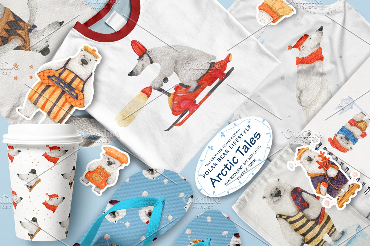 可爱北极熊故事水彩插画素材插图(3)