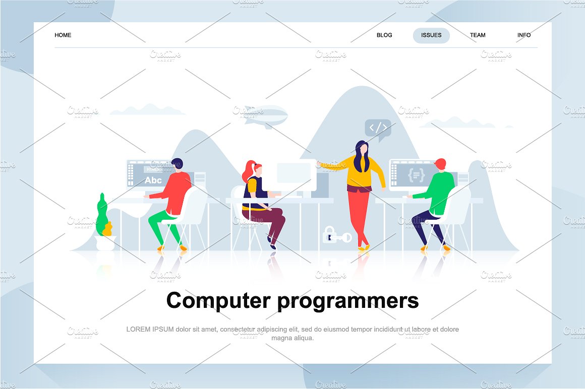 现代化扁平设计理念Web仪表盘登录页面模板 Landing Page Templates插图(15)