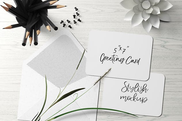 7×5圆角邀请函/贺卡样机套装1 7×5 Rounded Corners Greeting Card Mockup Set 1插图(1)