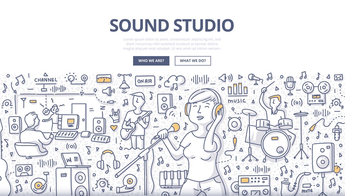 6个创意工作室涂鸦概念插画素材 6 Creative Workshop Doodle Illustration Concepts插图(1)