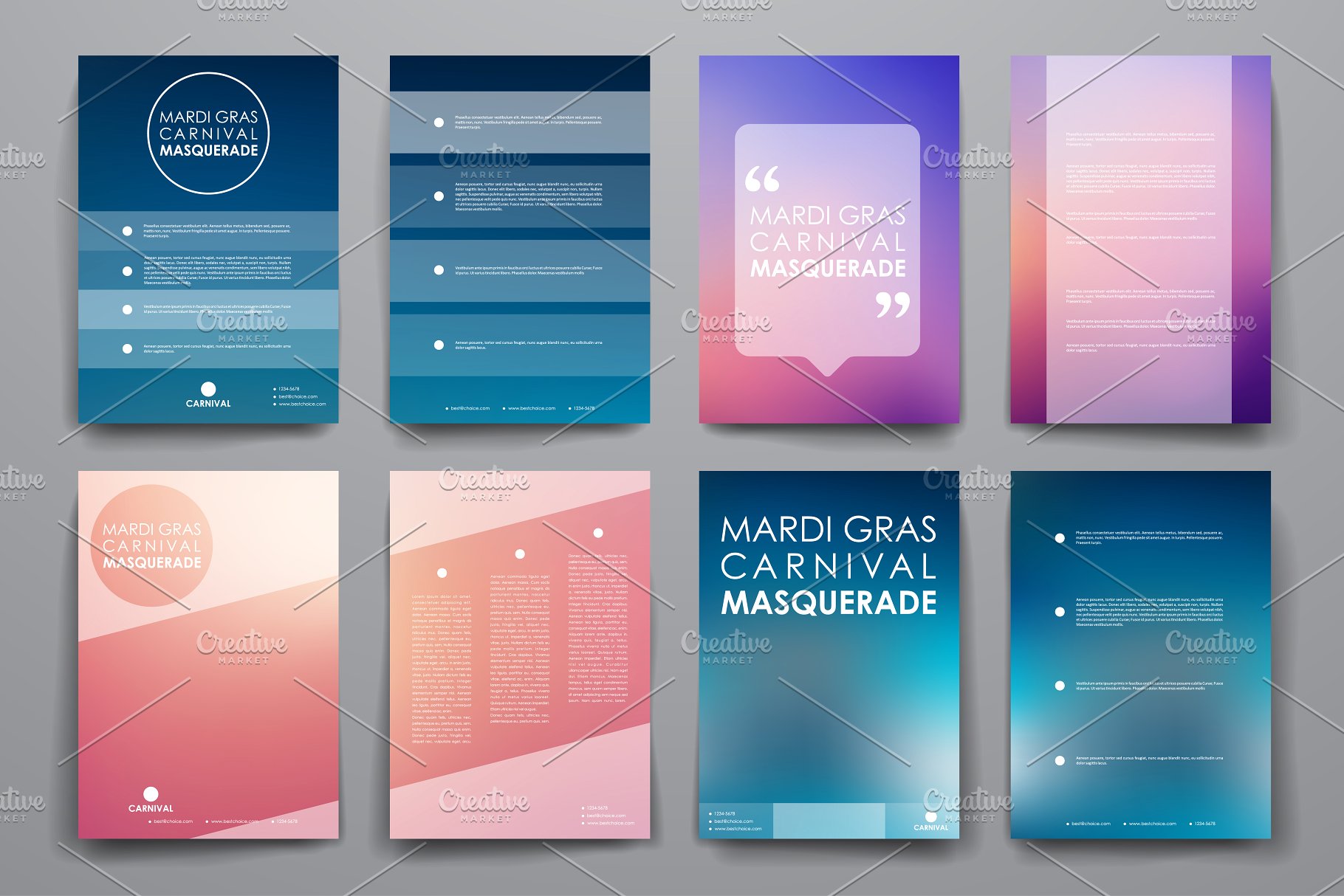 西方狂欢节画册模板 Mardi Gras Brochures插图(3)