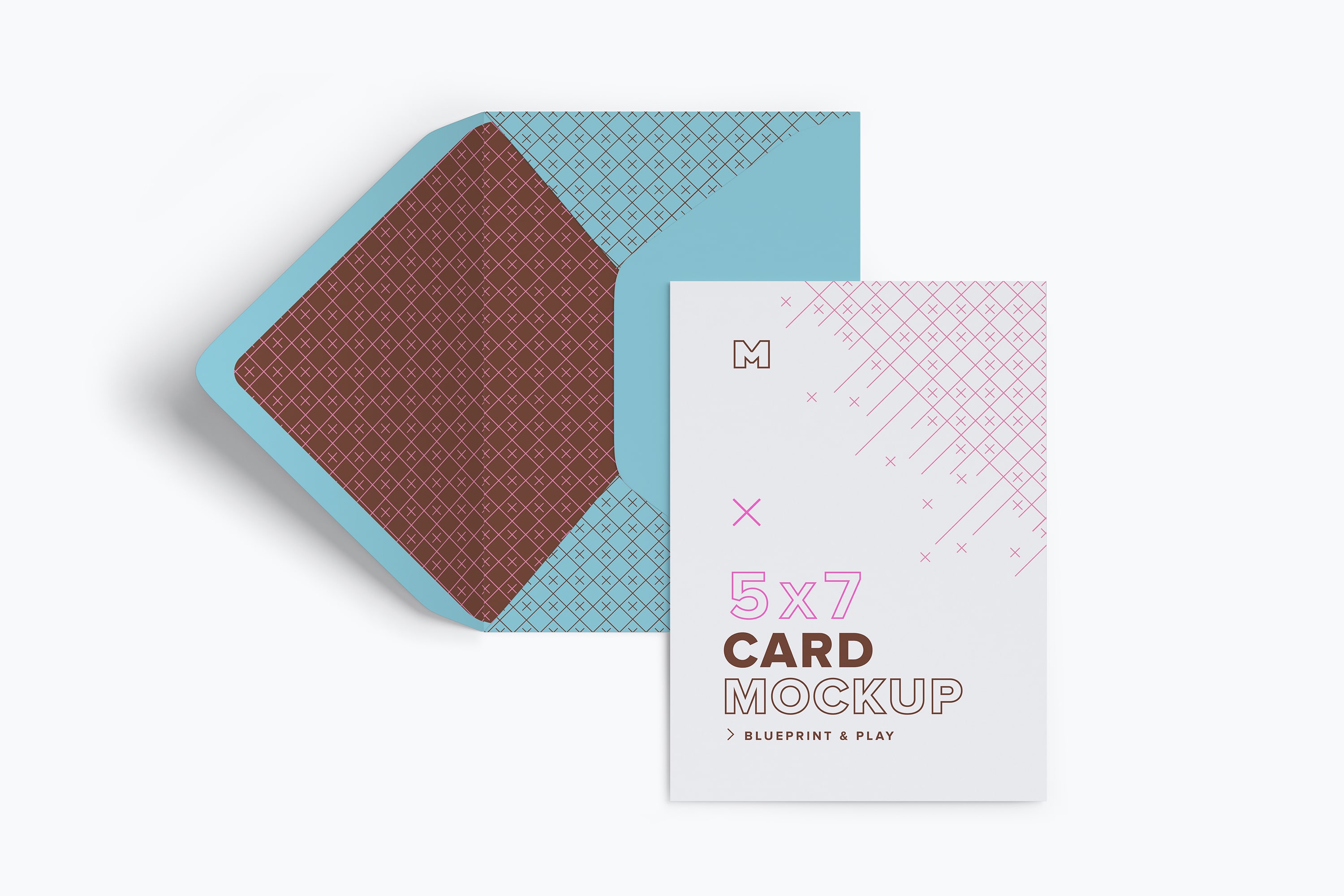 A7尺寸信封外观和贺卡设计图样机模板 A7 Envelope and Portrait Card Mockup插图