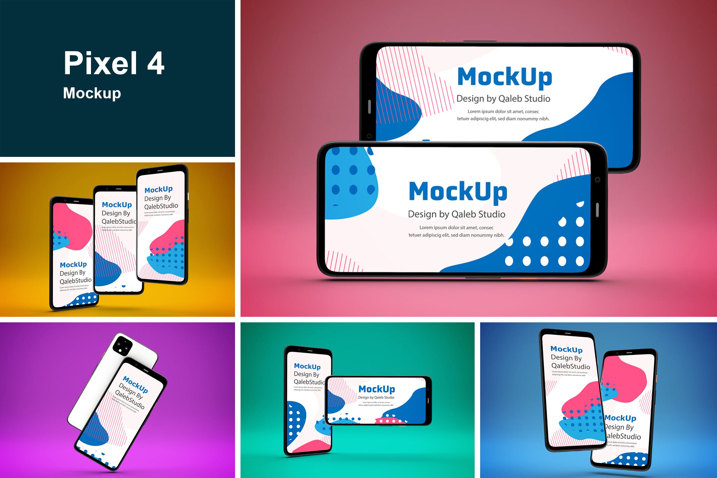 谷歌手机Pixel 4多种展示角度素材库精选样机模板 Pixel 4 Mockup插图