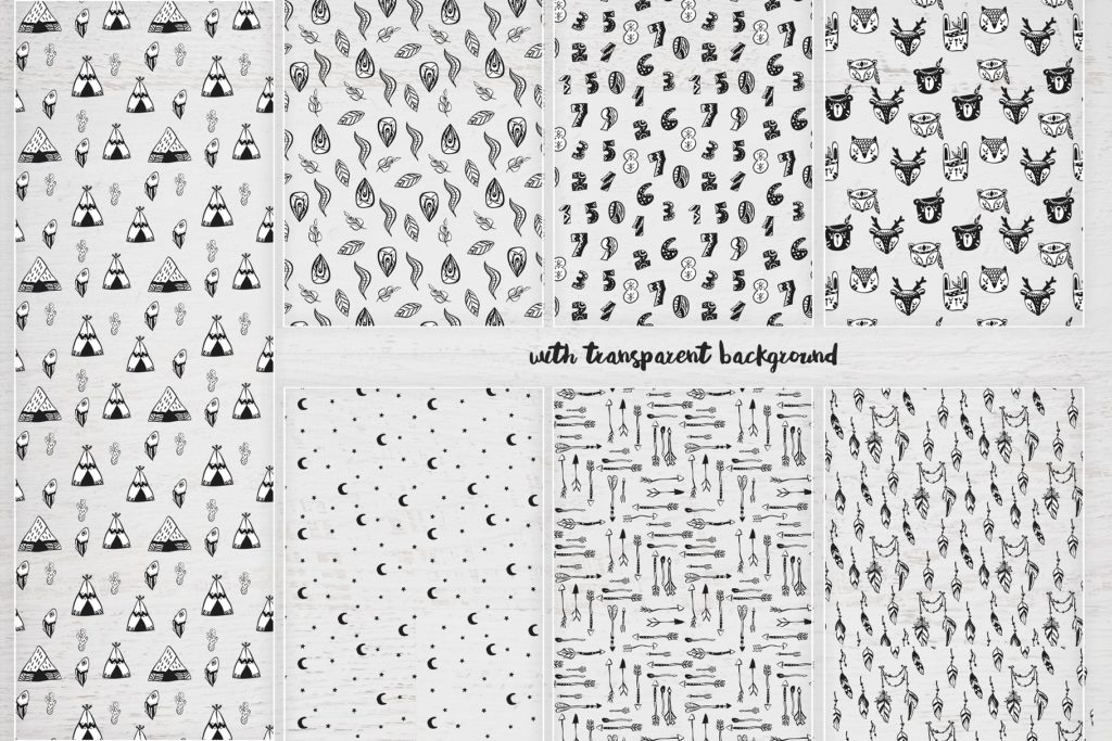 可爱的手绘部落动物无缝背景素材下载[eps,ai,svg,png]插图(5)