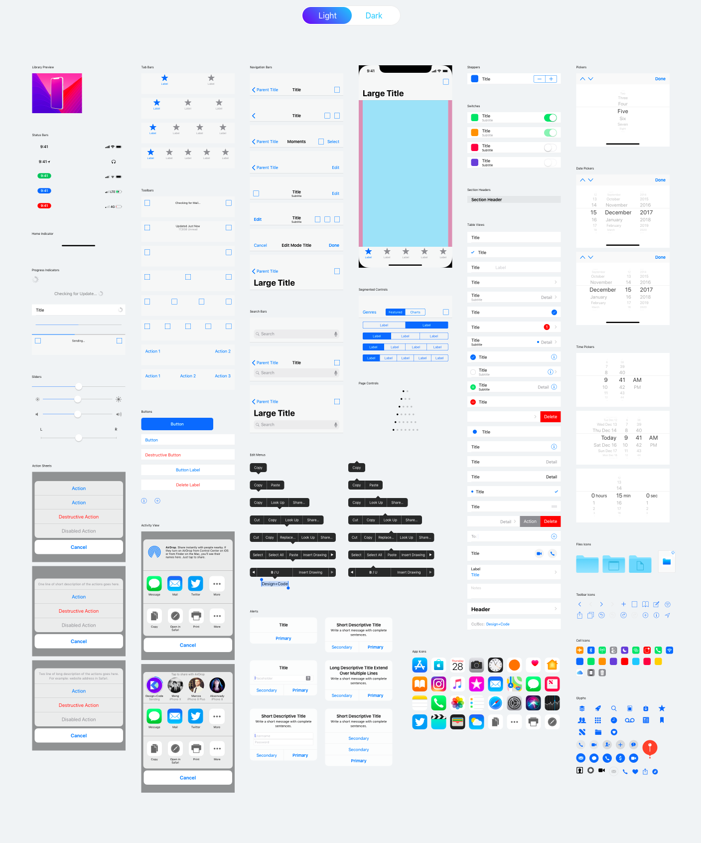 最新两种配色方案 iOS 11 UI Kit for iPhone X（兼容Sketch）插图(2)