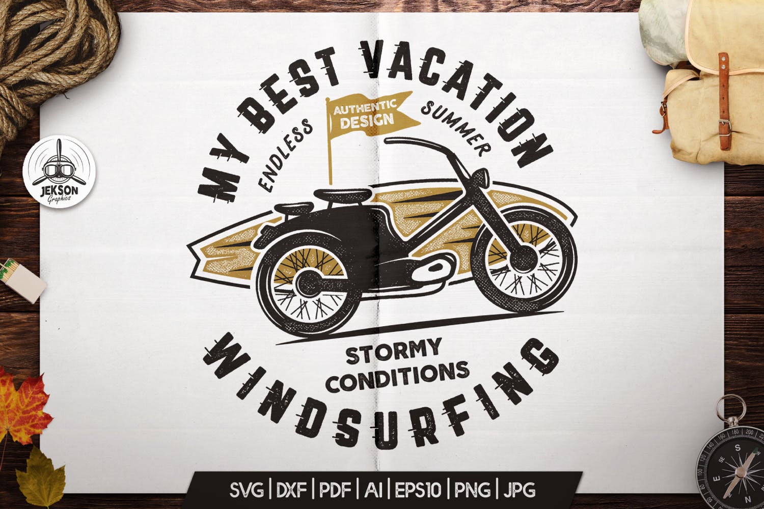 复古冲浪图案T恤印花设计素材 Surfing Retro Graphics Prints TShirt, Summer Label插图(1)