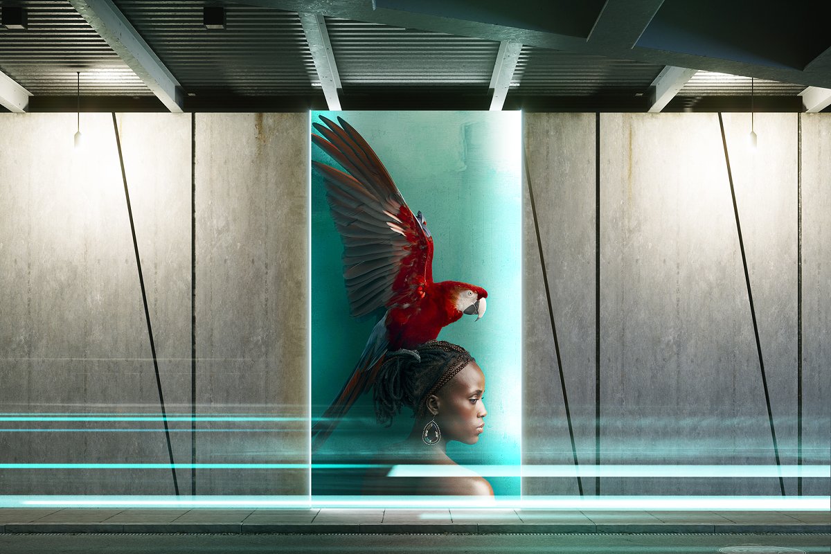 城市桥底灯光广告牌Mockup插图(2)