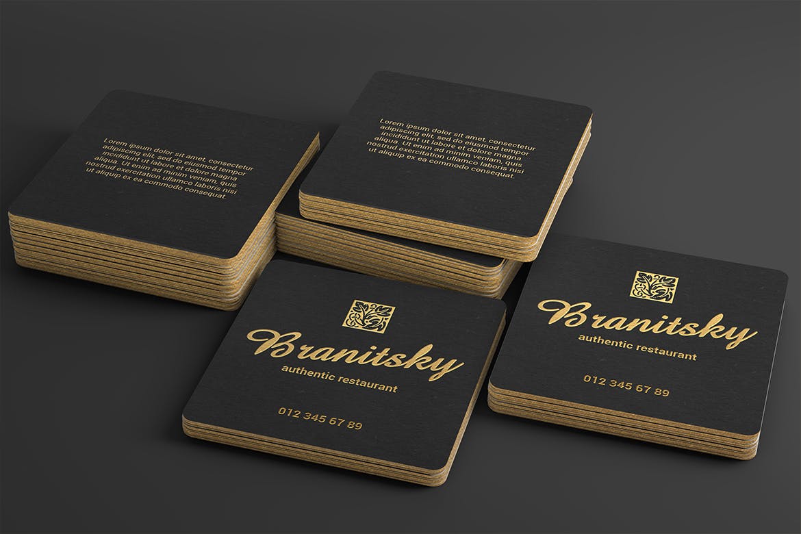 圆角方形名片设计图素材库精选 Square Business Card With Rounded Corners Mockups插图(7)