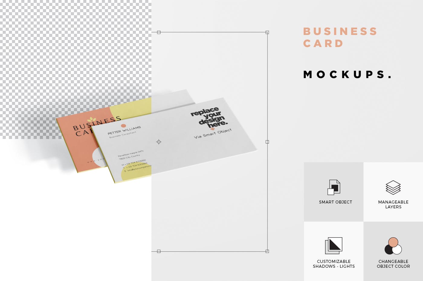创意企业名片设计阴影效果图素材库精选 Business Card Mock-Ups插图(5)