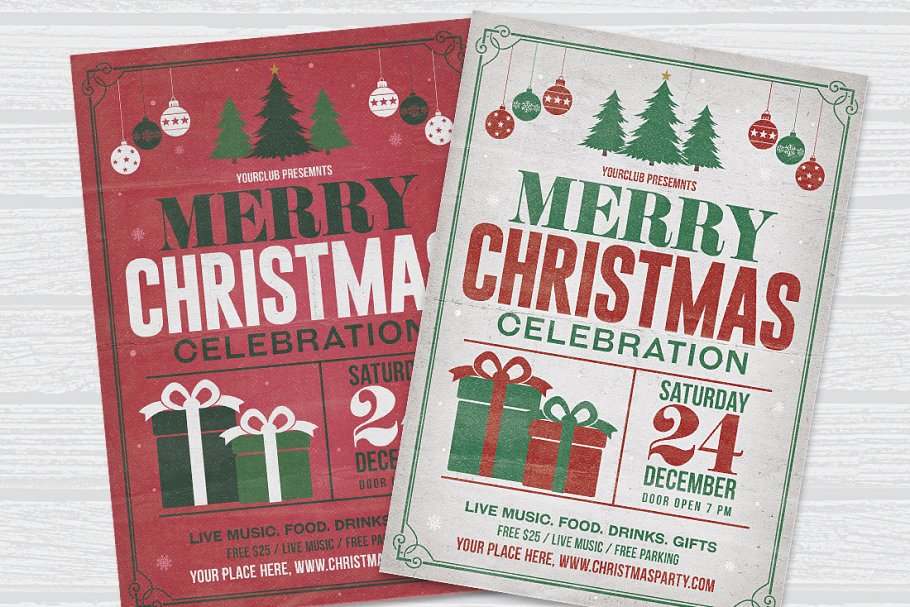 圣诞节派对聚会活动传单模板 Vintage Christmas Party Flyer插图(2)