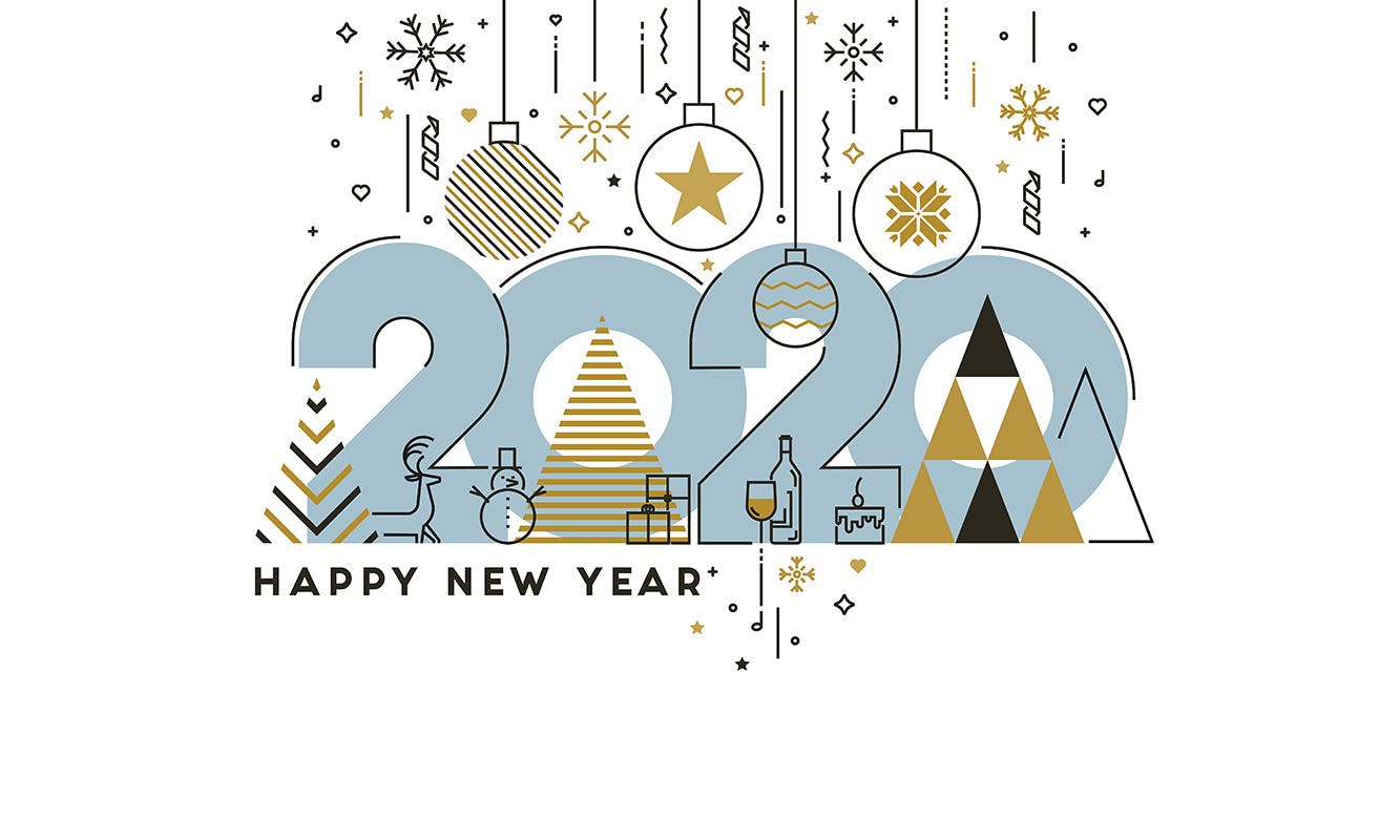 扁平设计风格彩色线条新年庆祝主题概念插画素材 Flat Thin Color Line Concept of Happy New Year插图(3)