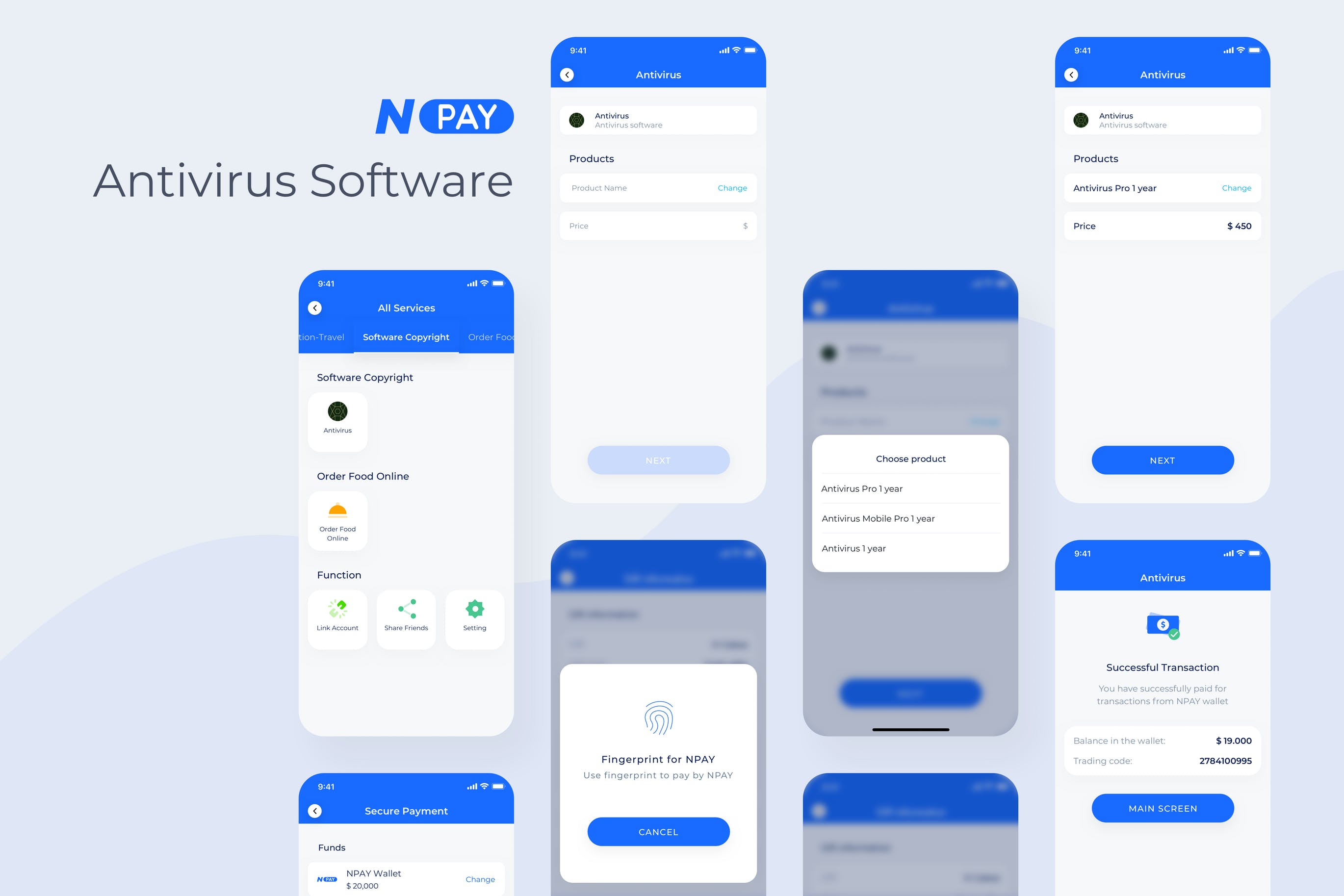 电子钱包APP应用UI设计之软件订购界面设计模板 Software Copyright – Wallet Mobile UI – N插图