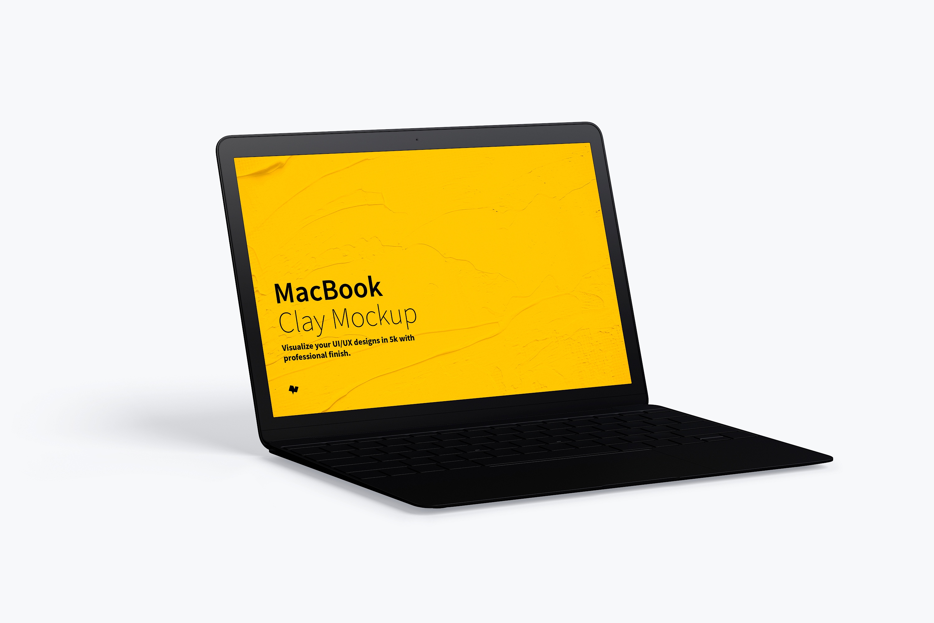 MacBook陶瓷黏土材质笔记本电脑UI设计预览左视图样机 Clay MacBook Mockup, Left View插图(2)
