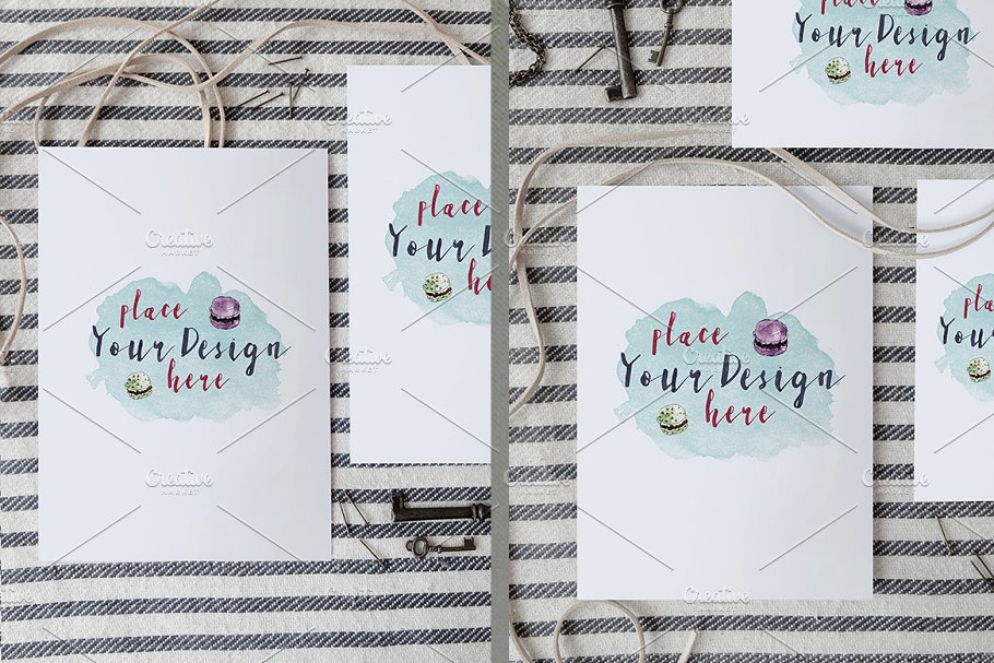 条纹风格婚礼设计物料样机模板 Stripes Wedding Invitation Mockups插图(3)