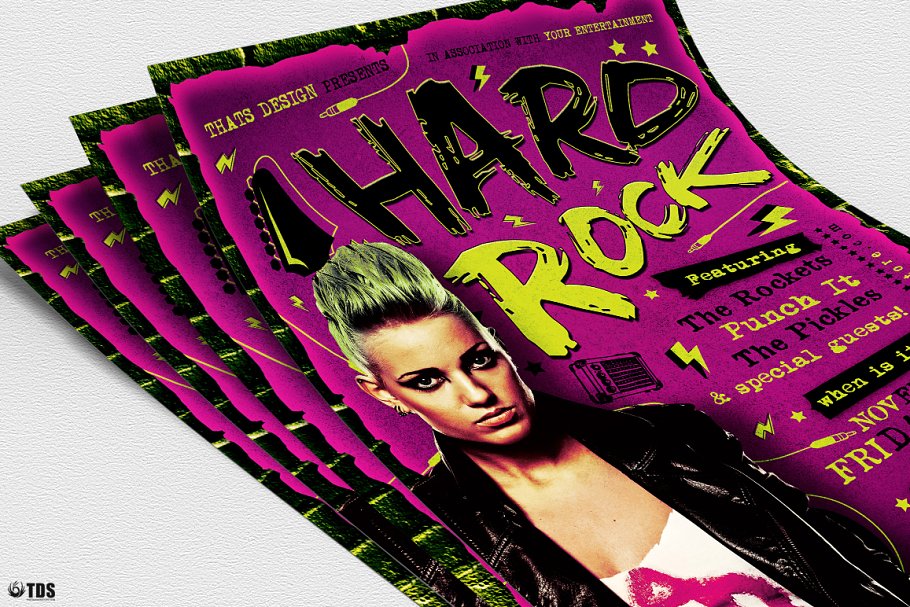 重金属摇滚音乐海报传单PSD模板V.2 Hard Rock Flyer PSD V2插图(4)