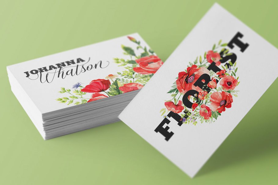 100%罂粟花水彩纹理剪贴画集合 Watercolor DIY Poppy Pack插图(5)