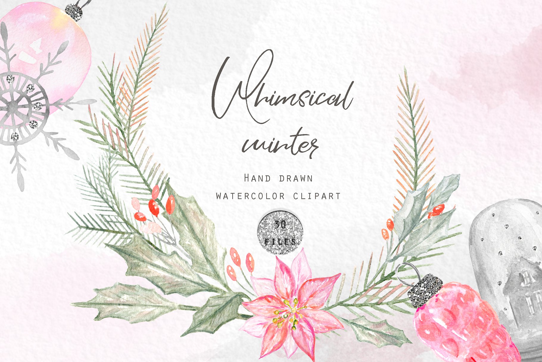 异想天开的冬季水彩剪贴画 Whimsical winter watercolors插图(2)