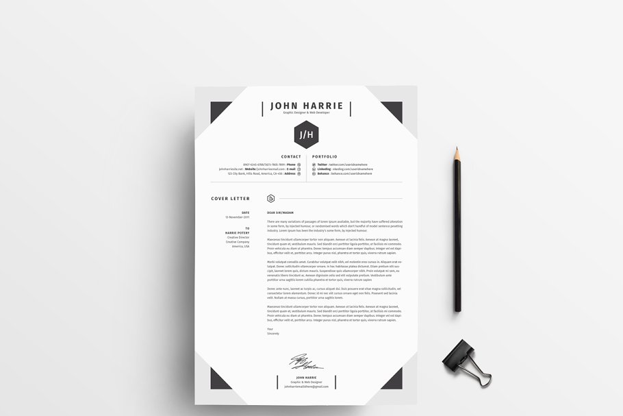 极简主义创意简历设计模板 Minimal Curriculum Vitae插图(2)