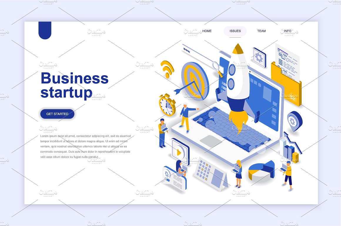 现代扁平设计网站着陆页等距概念插图集 Landing Page Templates插图(2)