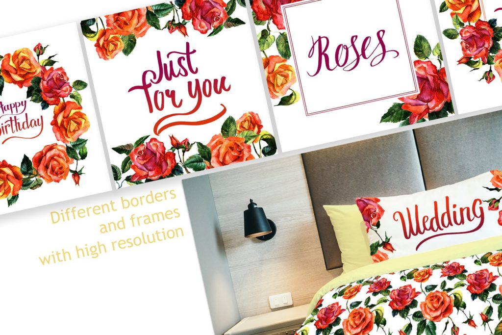 一组水彩手绘玫瑰花背景素材下载[png,jpg]插图(4)