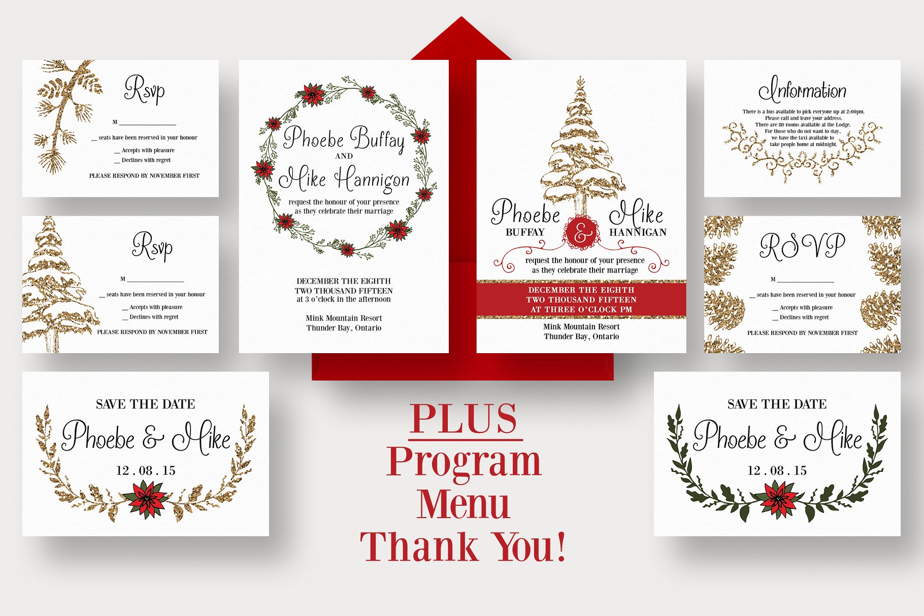 冬季婚礼邀请函设计模板套装 Winter Wedding Suite插图