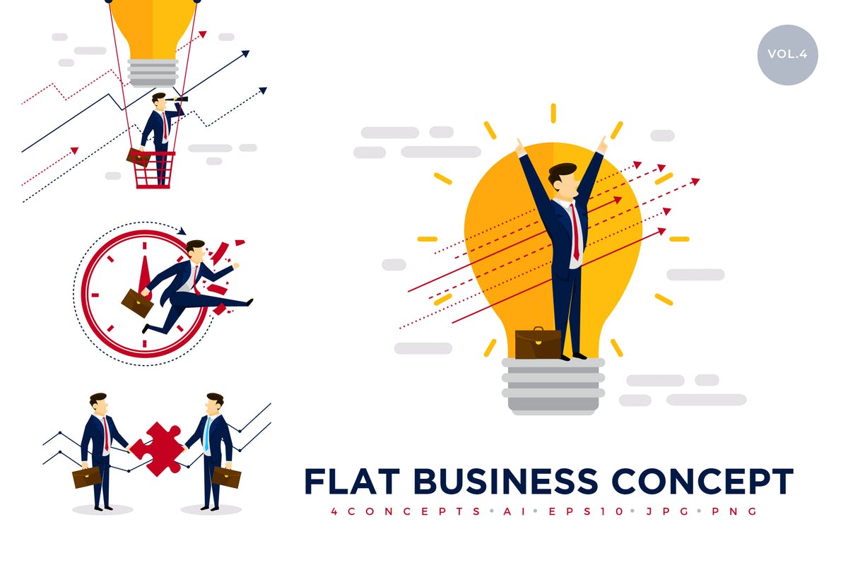 扁平设计风格商务概念矢量插画v4 Business Concept Vector Illustration Set 4插图