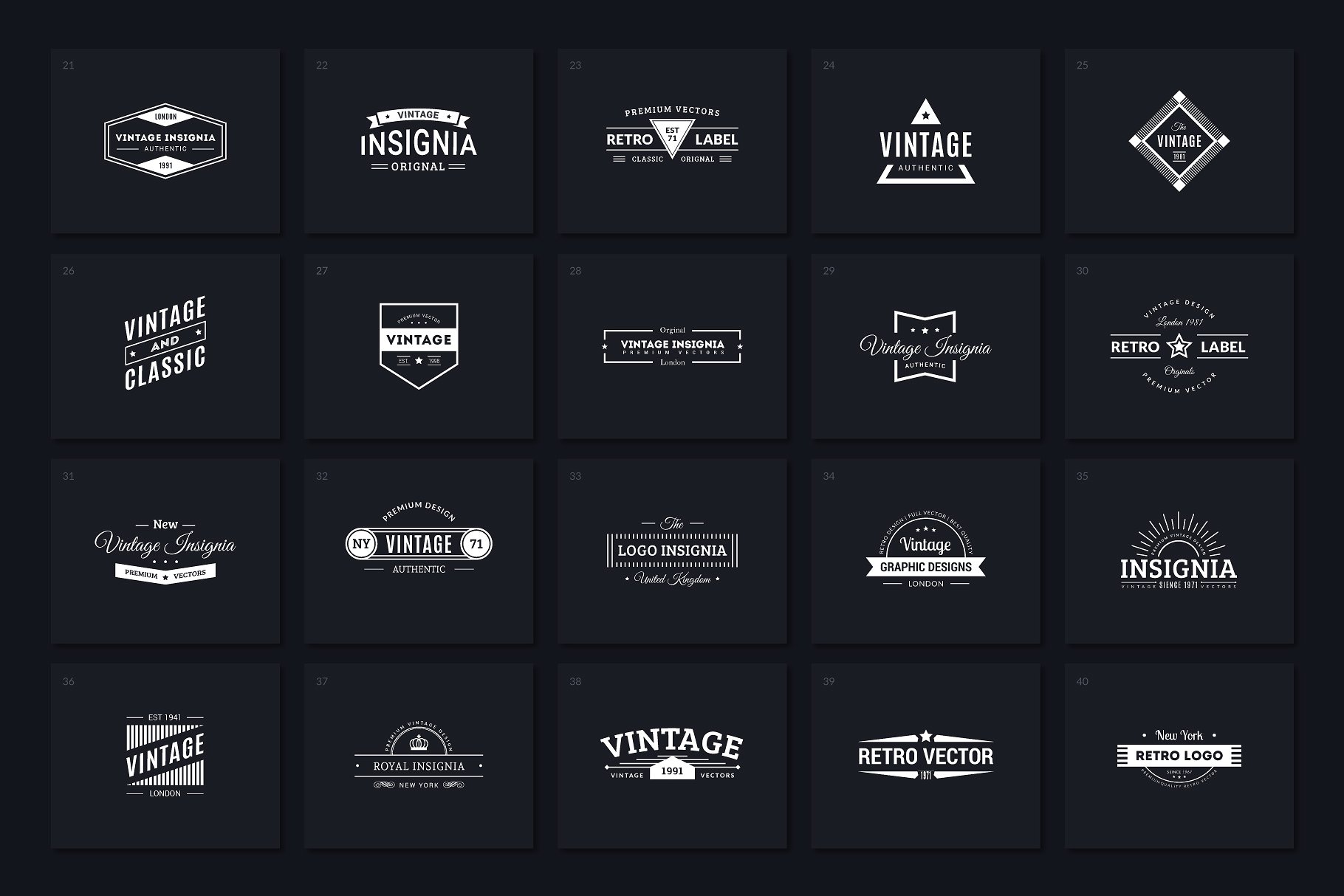 40款复古风格Logo模板 40 Vintage Logos Vol. 1插图(2)