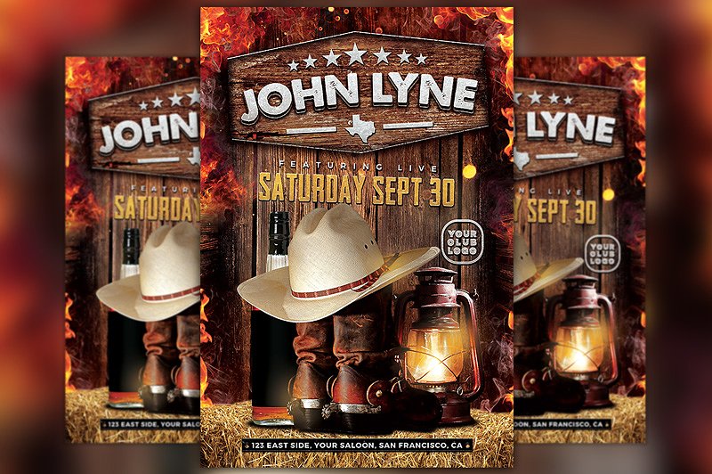 乡村艺术家活动传单模板 Country Artist Event Flyer Template插图