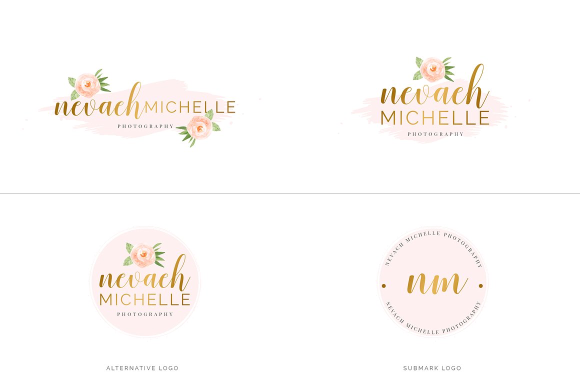 超级水彩风 Logo 设计素材包 Watercolor Premade Branding Logo Kit [模板、纹理&元素]插图(49)