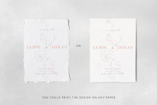 创意特色花卉婚礼邀请函设计素材套装 Sketchy Floral Wedding Suite插图(5)