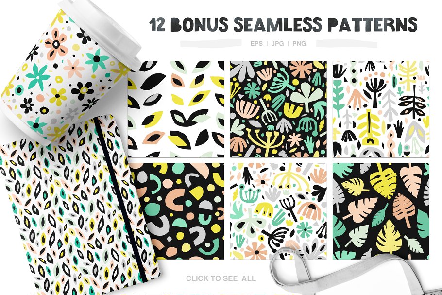 400+剪纸花卉元素 426 Cutout Floral Elements: PNG, EPS插图(3)