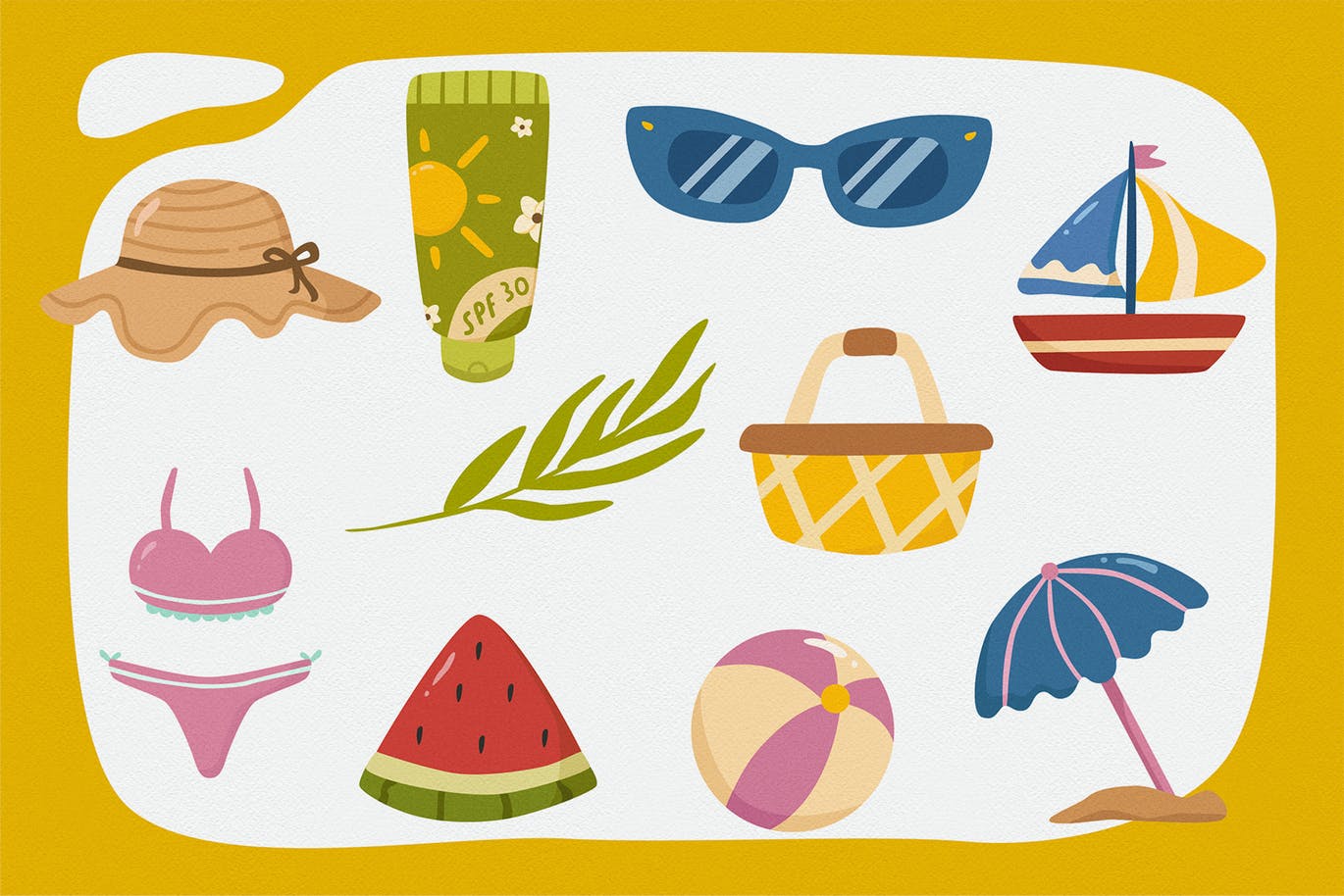 夏日元素矢量剪贴画素材 Summer Vector Clipart Pack插图(1)