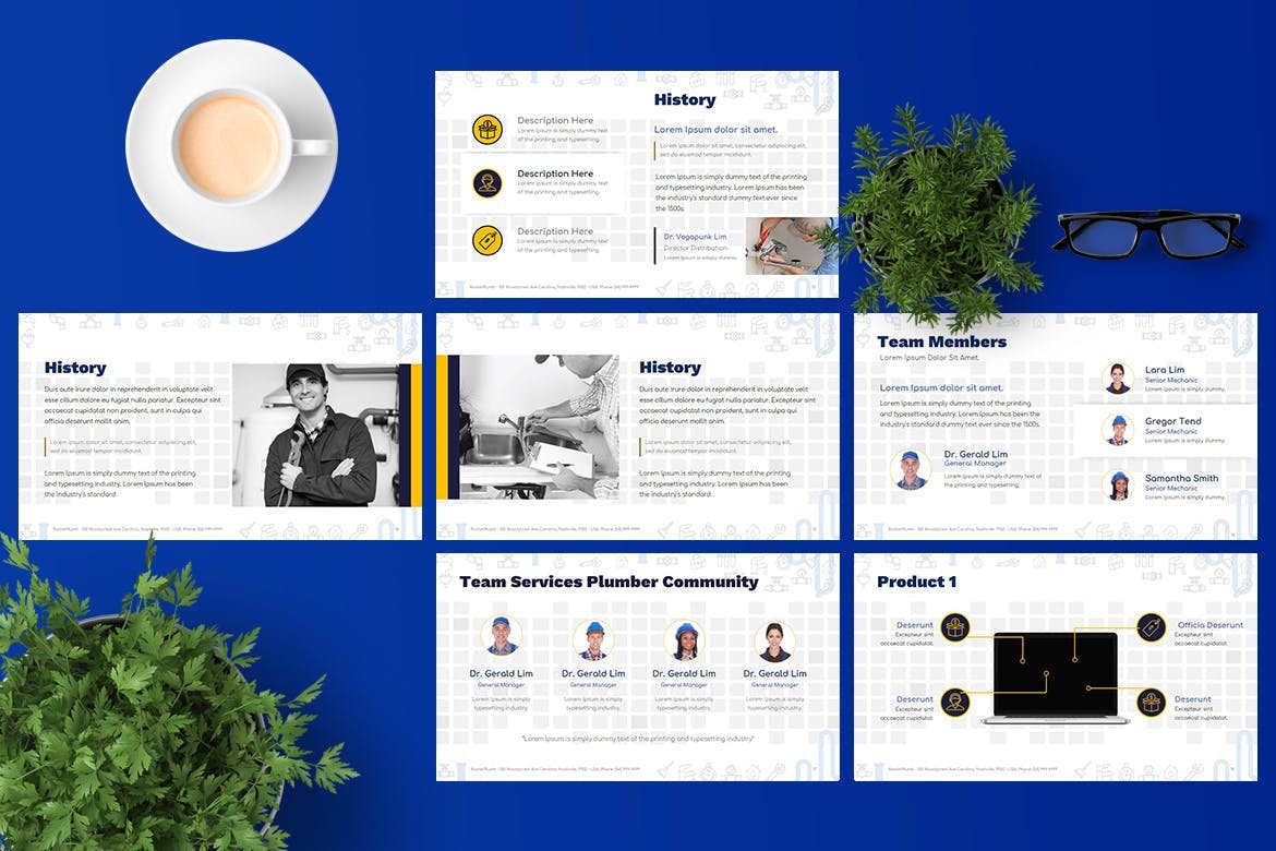 时尚高端房地产物业公司管道服务行业powerpoint演示模板（pptx）插图(1)