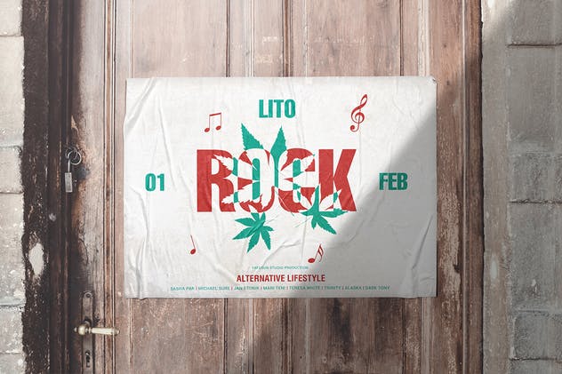 胶合效果广告海报设计样机 Poster Glued Effect Mockups插图(5)