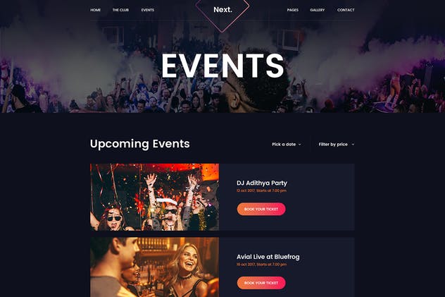 DJ音乐俱乐部夜场网站设计PSD模板 Friday Night DJ Club Music Party Celerity Template插图(5)