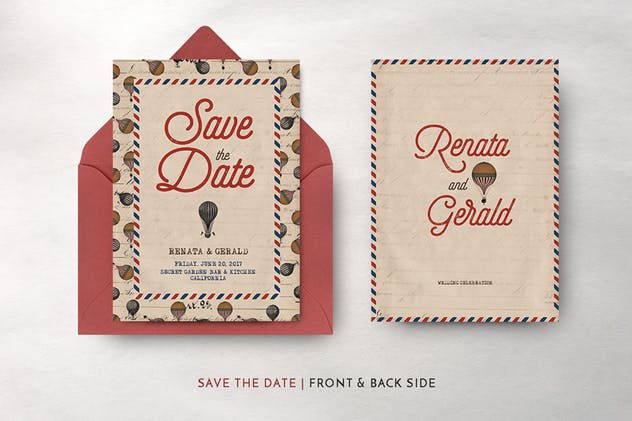 复古旅行婚礼请柬邀请函套装模板 Vintage Travel Wedding Suite插图(6)