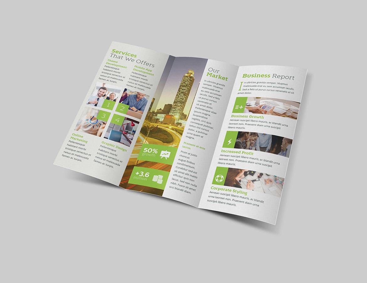 竖版三折页公司/企业简介宣传单设计模板 Enrico Business Trifold插图(1)