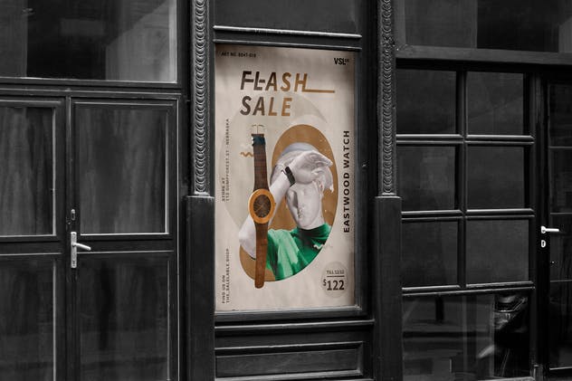 手表单品优惠促销海报设计模板 Wood Watch Poster插图(3)