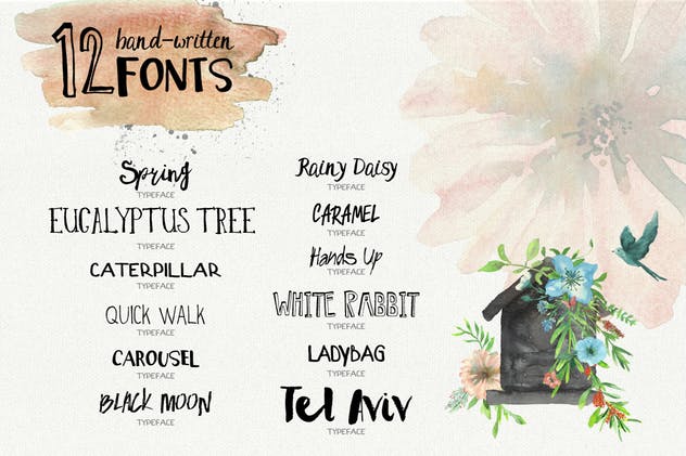 春季设计素材大合集[字体包/水彩插画素材] Spring Celebration插图(2)