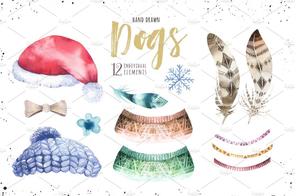 高质量手绘水彩狗狗合集[PNG, PSD]插图(5)