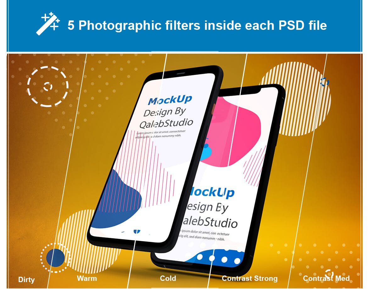 iOS&Android应用UI设计演示素材库精选样机模板 Abstract IOS & Android Mockup V.2插图(1)