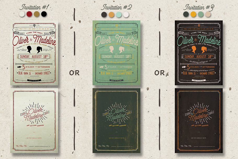 复古手写婚礼邀请函模板套装 Vintage Hand Lettering Wedding Suite插图(3)