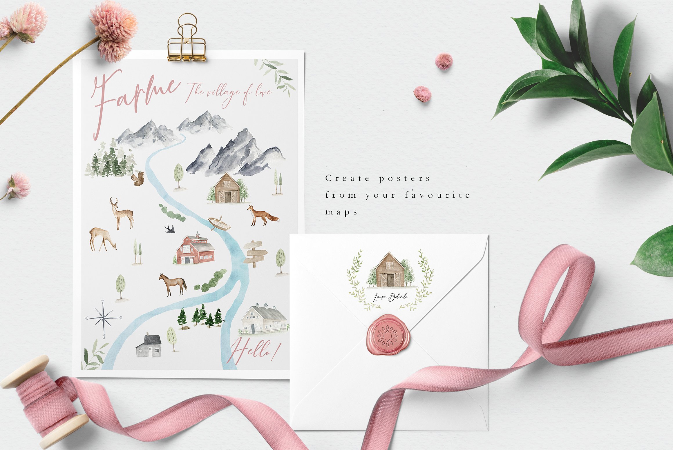 水彩手绘简易地图插画素材 Map Creator插图(11)