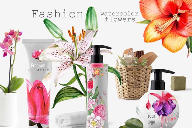 水彩花卉插画元素大合集 Watercolor Bundle over 120 PNG插图(1)