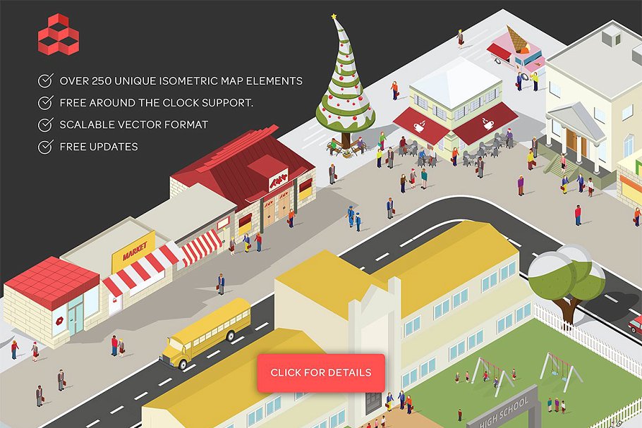 等距城市地图插画生成器 Isometric City Maps Builder插图(1)