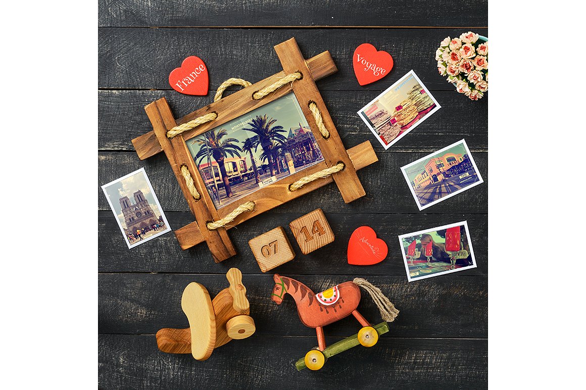 旅行主题照片卡样机 Travel Theme Styled Mockup插图(3)