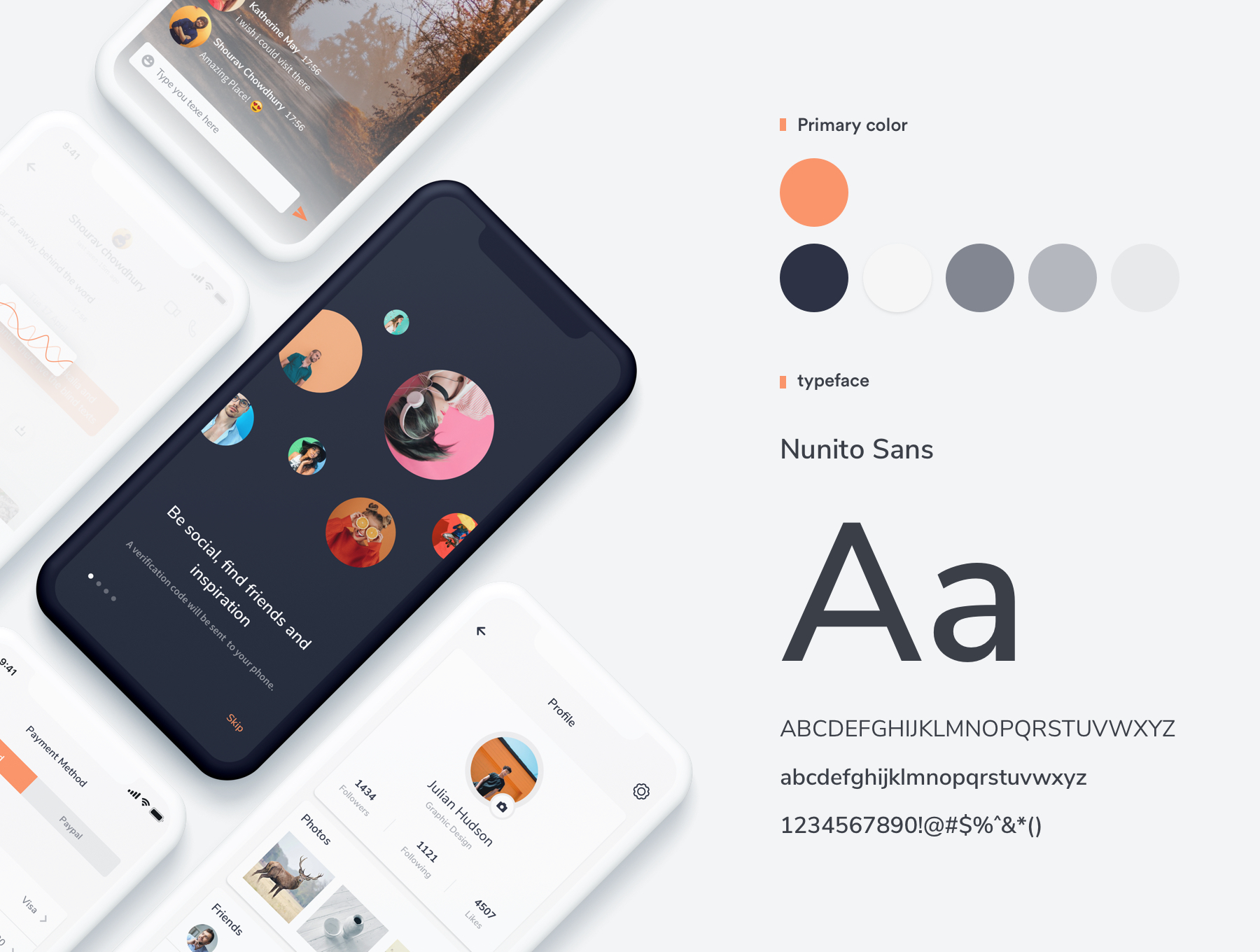 素材库下午茶：精细完整的社交类iOS APP UI KIT套装下载 [XD,Sketch]插图(2)