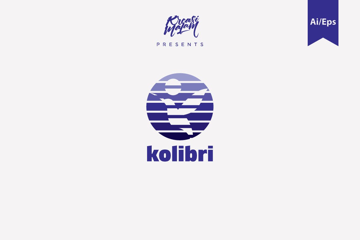 鸟、海洋与太阳元素Logo设计素材库精选模板 Kolibri Logo Template插图